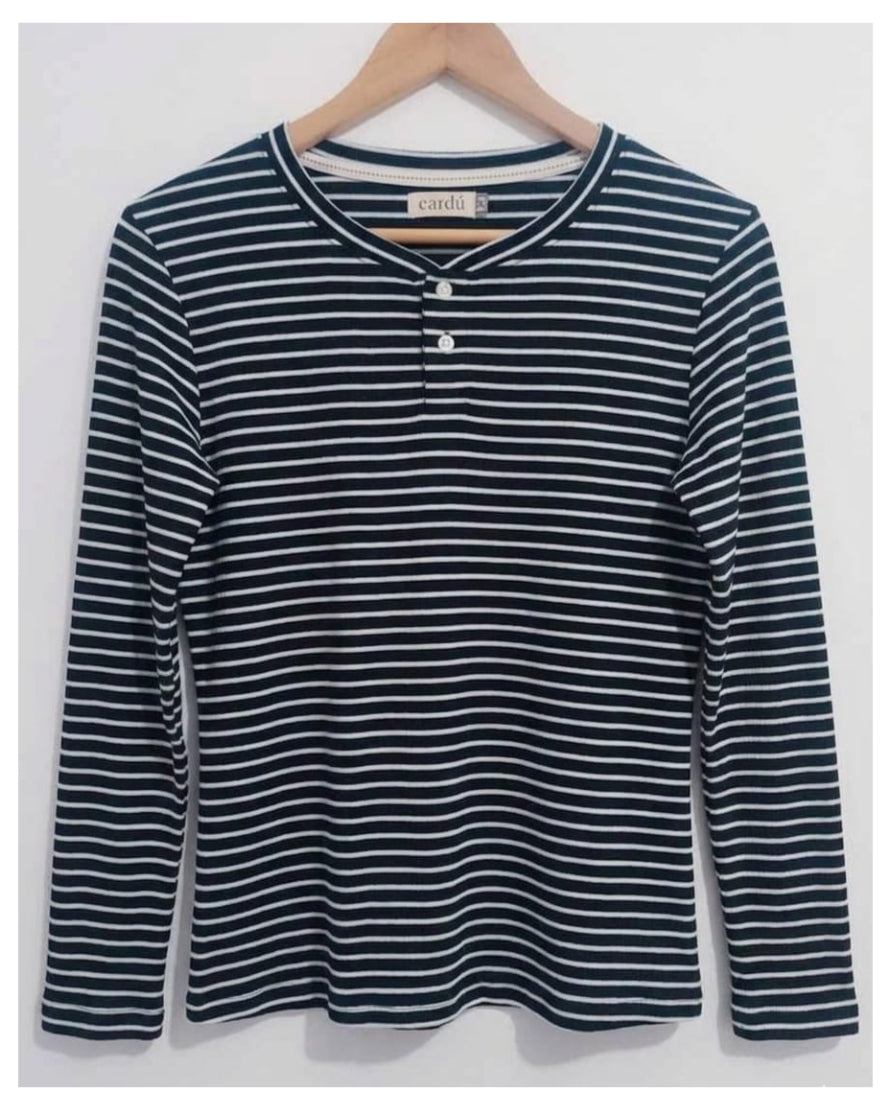Polo negro  manga larga a rayas Cardú